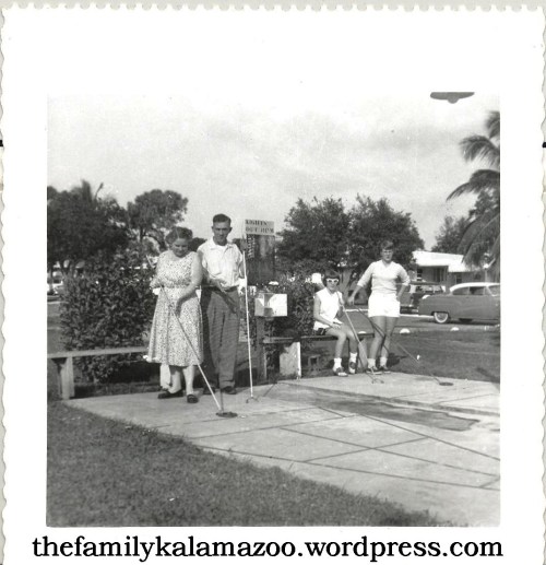 Grandma and Grandpa playing shuffleboard in Florida